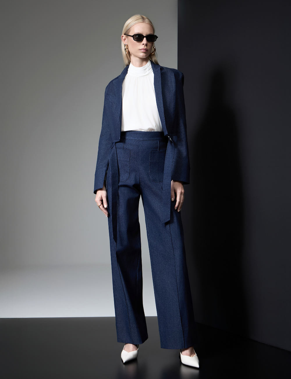 Calça Reta Jeans Azul