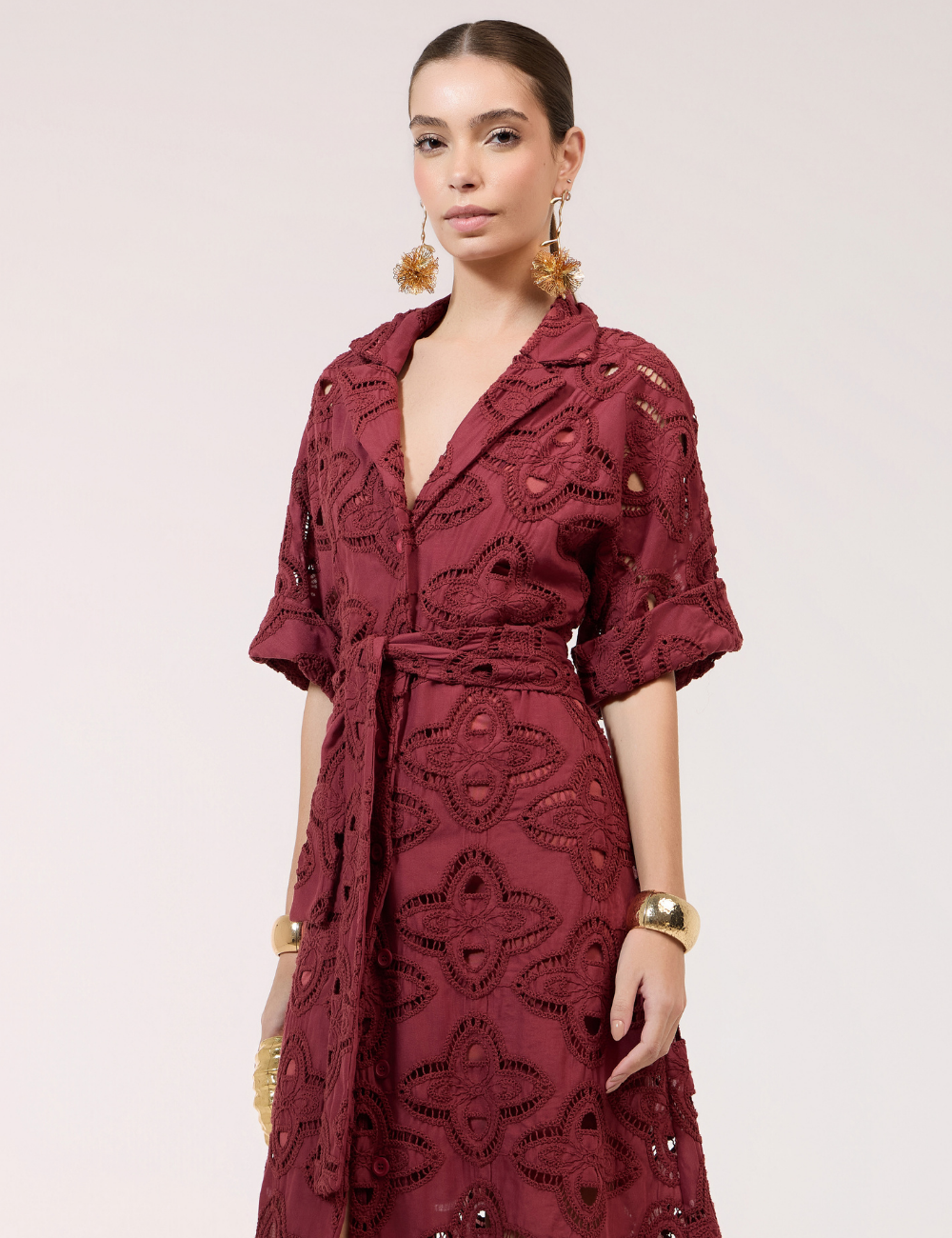 Chemise Marrom em Renda