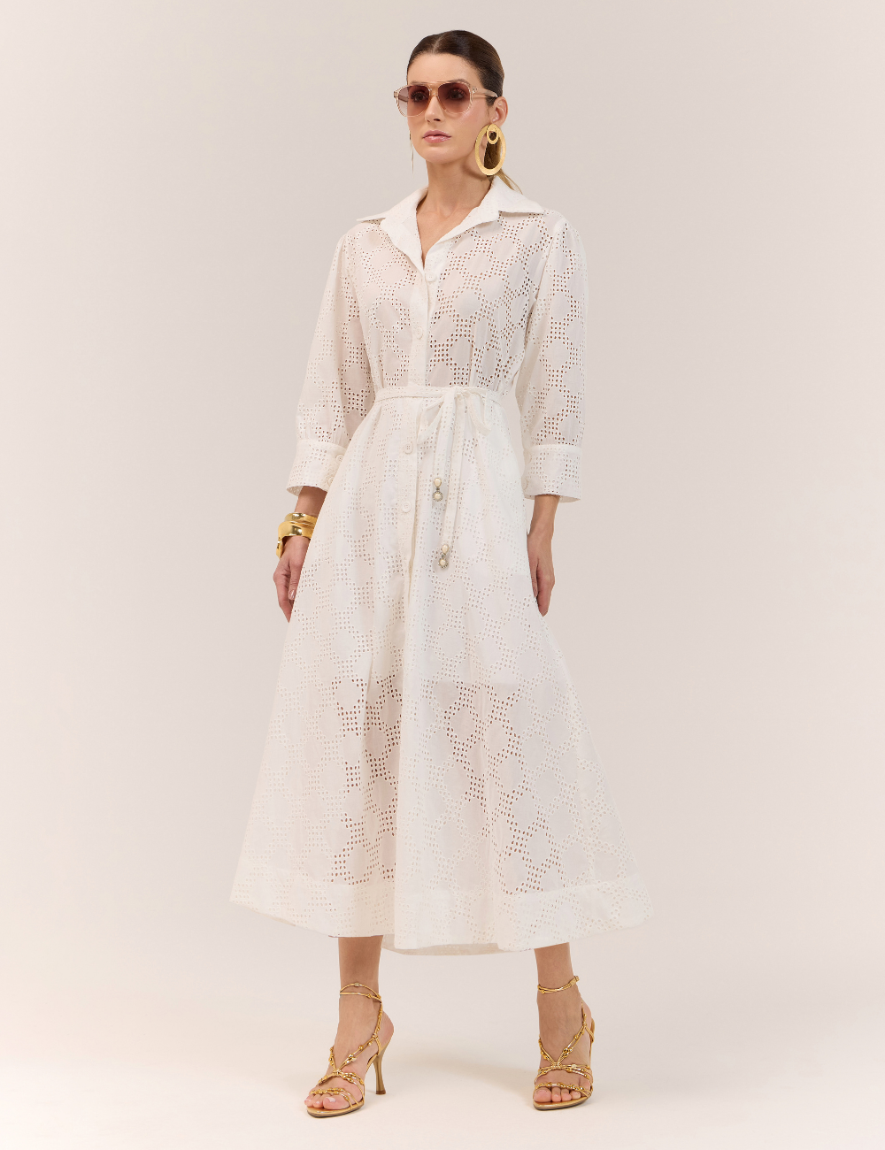Chemise Off White em Laise com Faixa