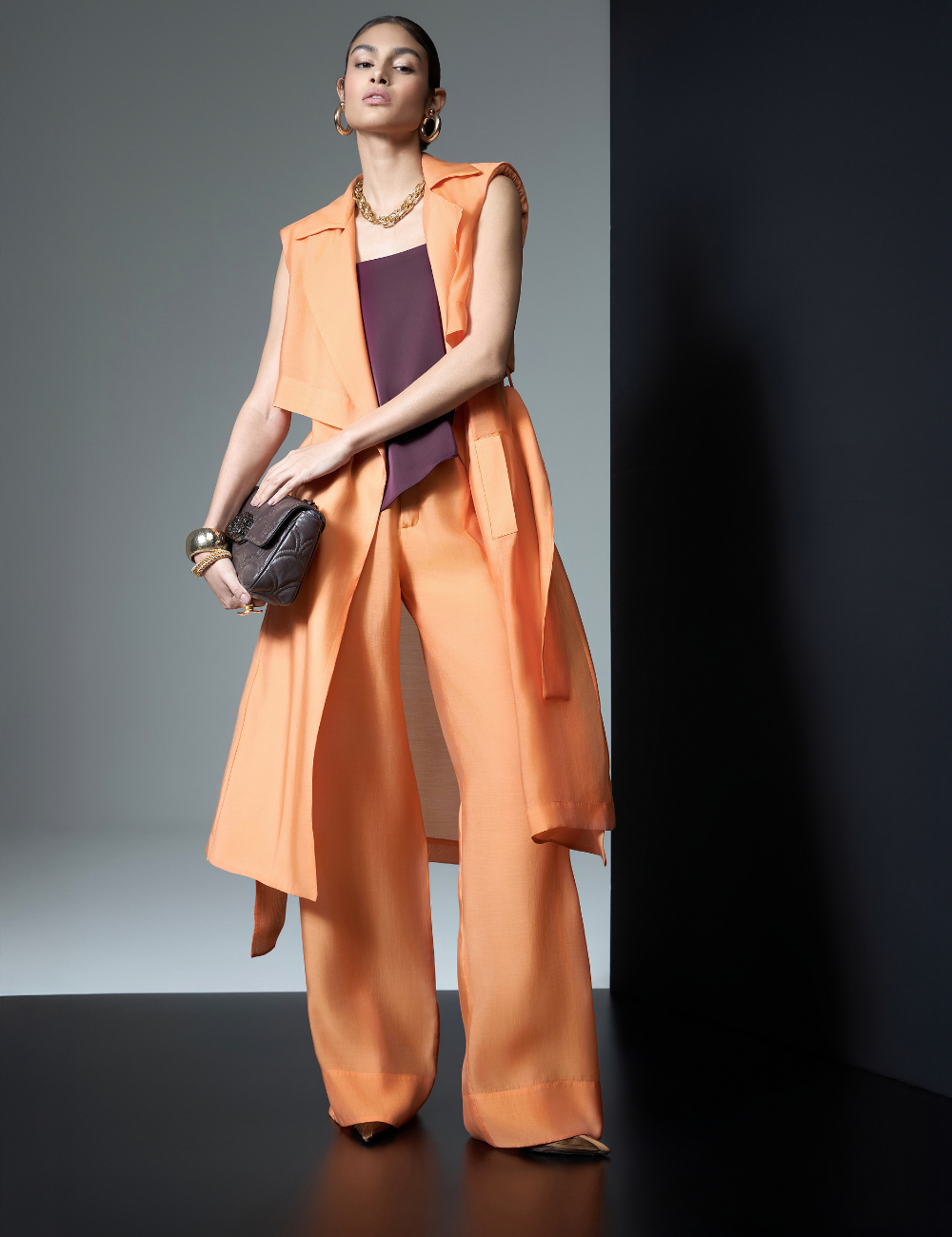 Trench Coat Laranja com Faixa