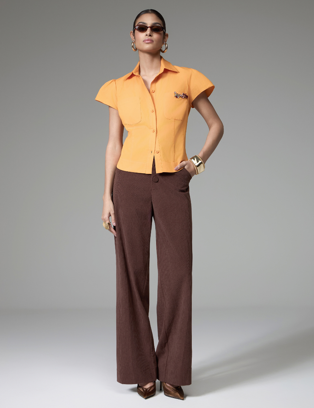 Camisa Laranja com Pedrarias