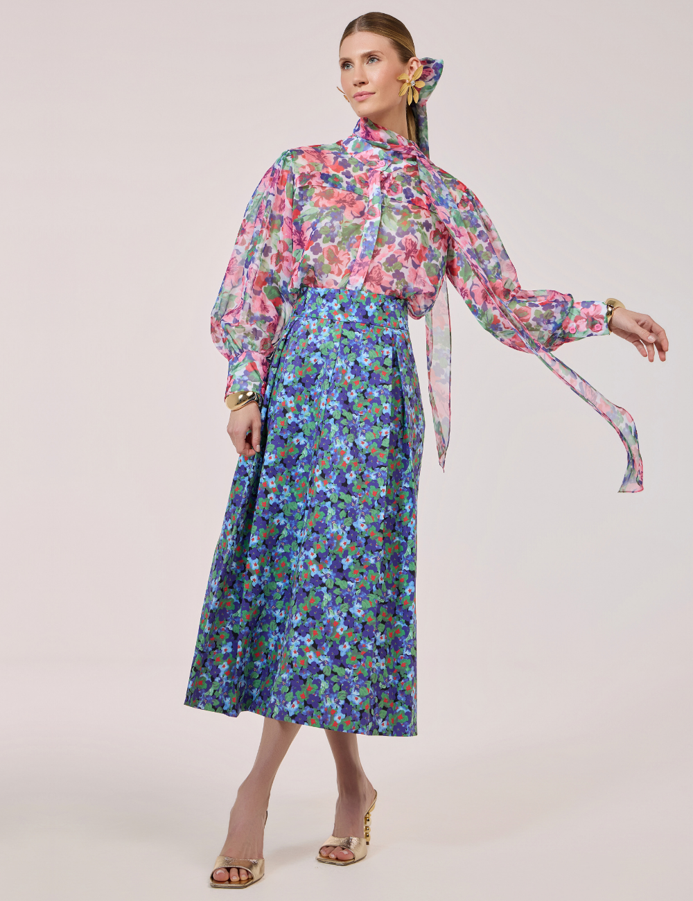 Camisa Floral Rosa com Amarração
