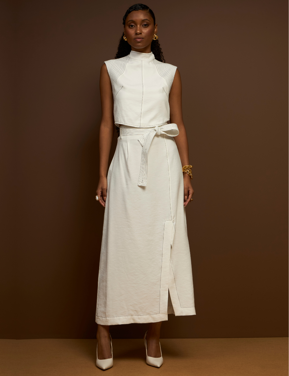 Conjunto Pespontado Off White