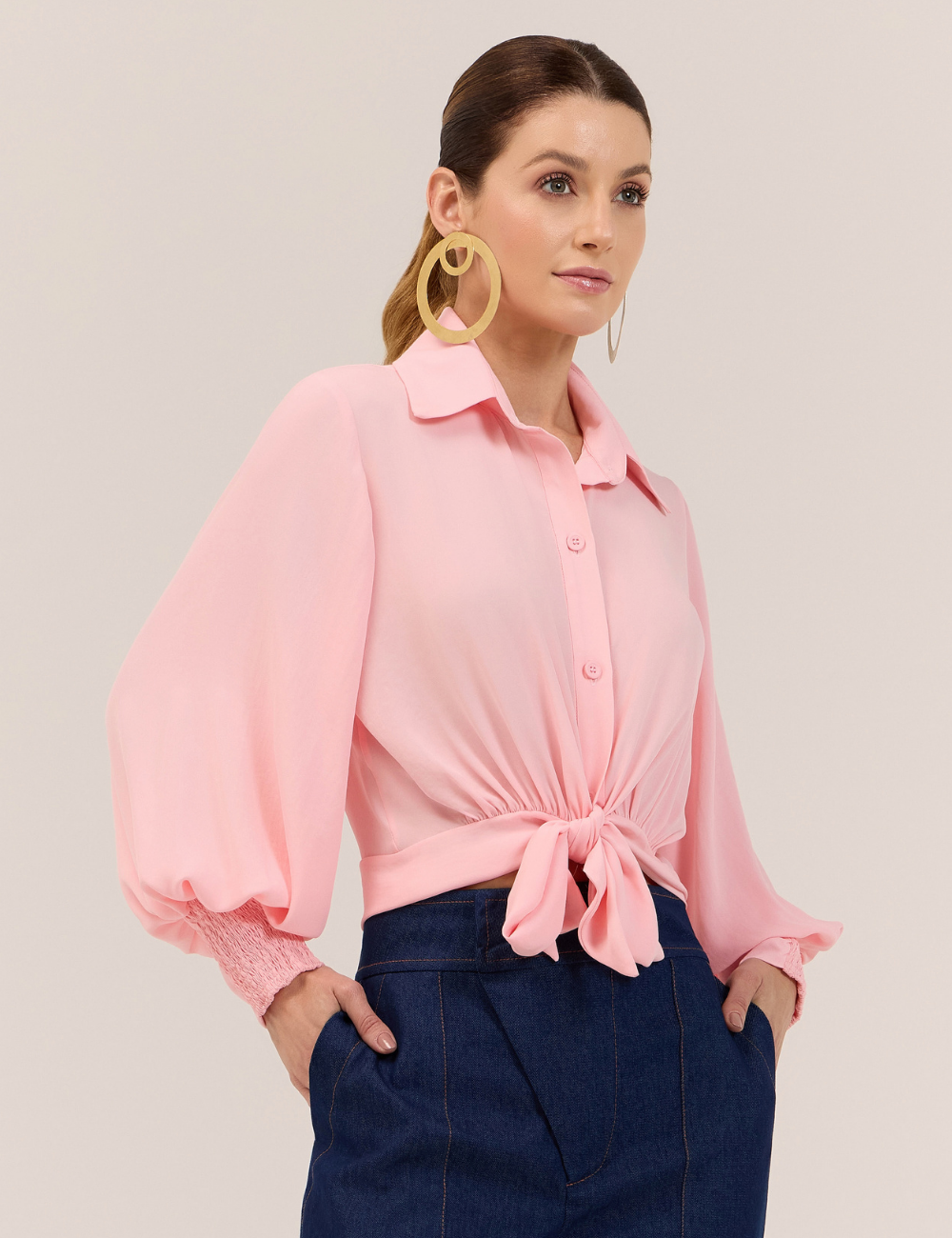 Camisa Rosa com Amarração