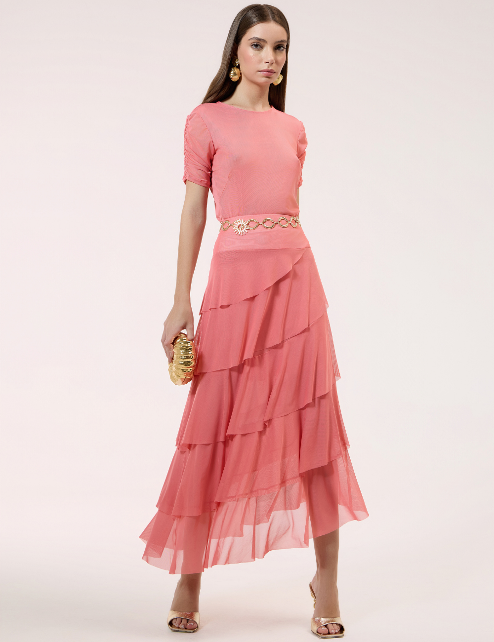 Blusa Coral em Tule