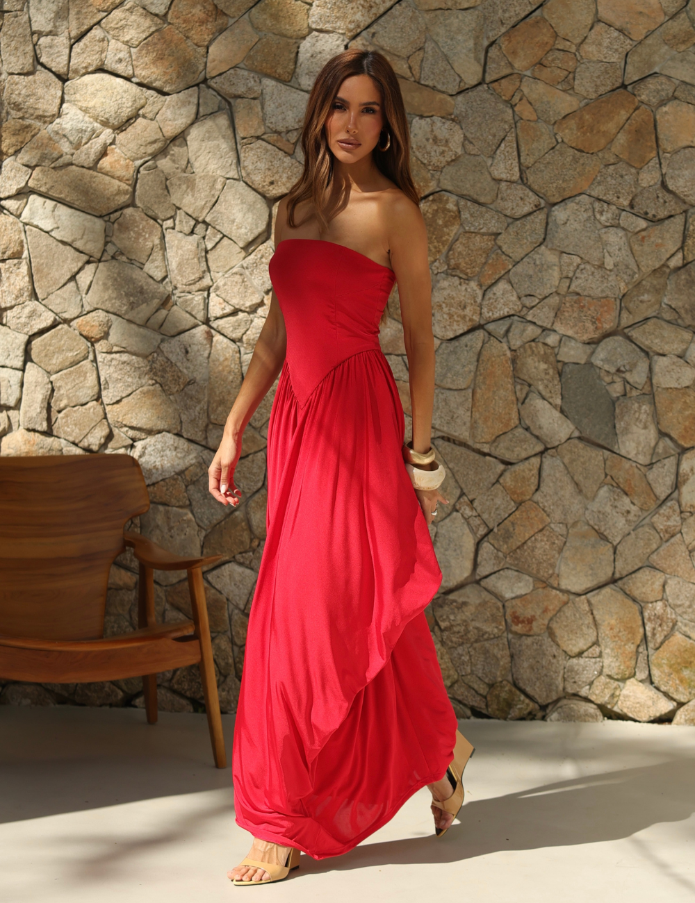Vestido Lumiere Vermelho sem Alças