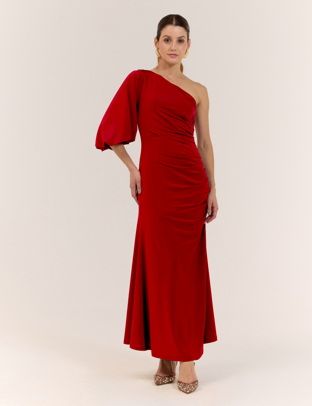 Vestido Longo Vermelho em Jersey
