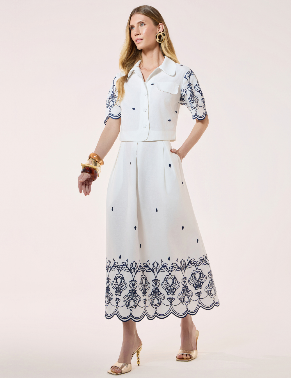Conjunto Off White com Barrado