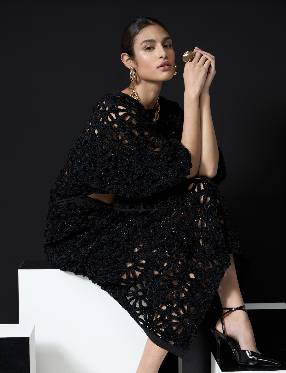 Conjunto Preto em Veludo com Paetês