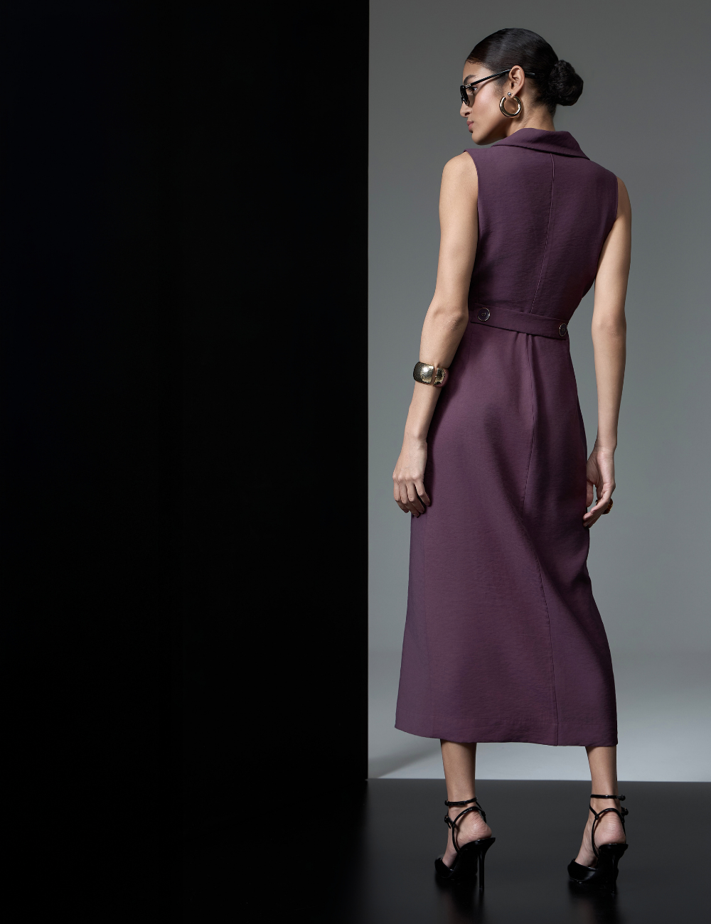 Vestido Midi Roxo com Fenda