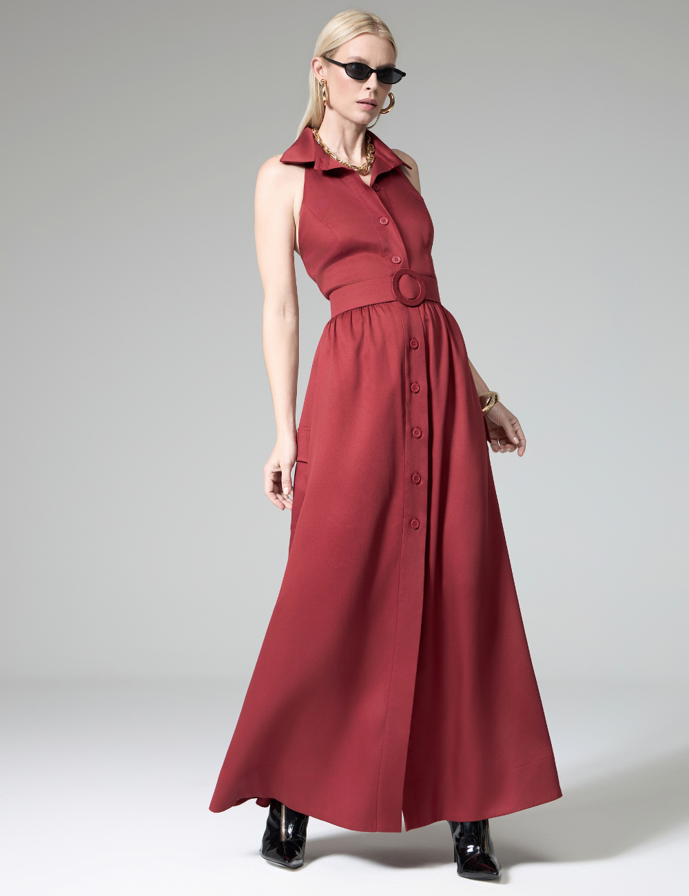 Chemise Longo Caramelo com Cinto