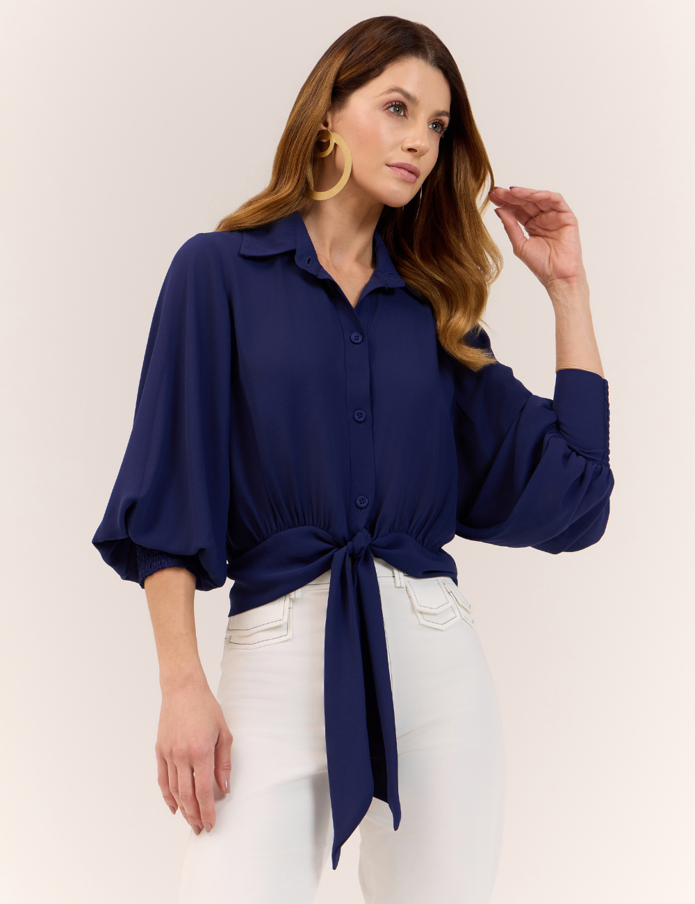 Camisa Azul com Amarração