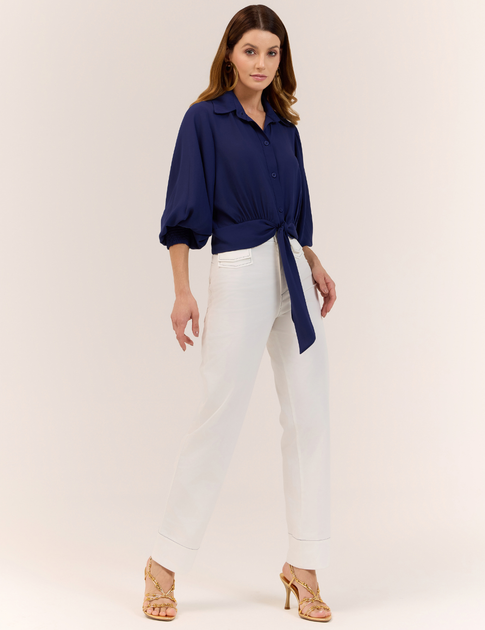 Camisa Azul com Amarração