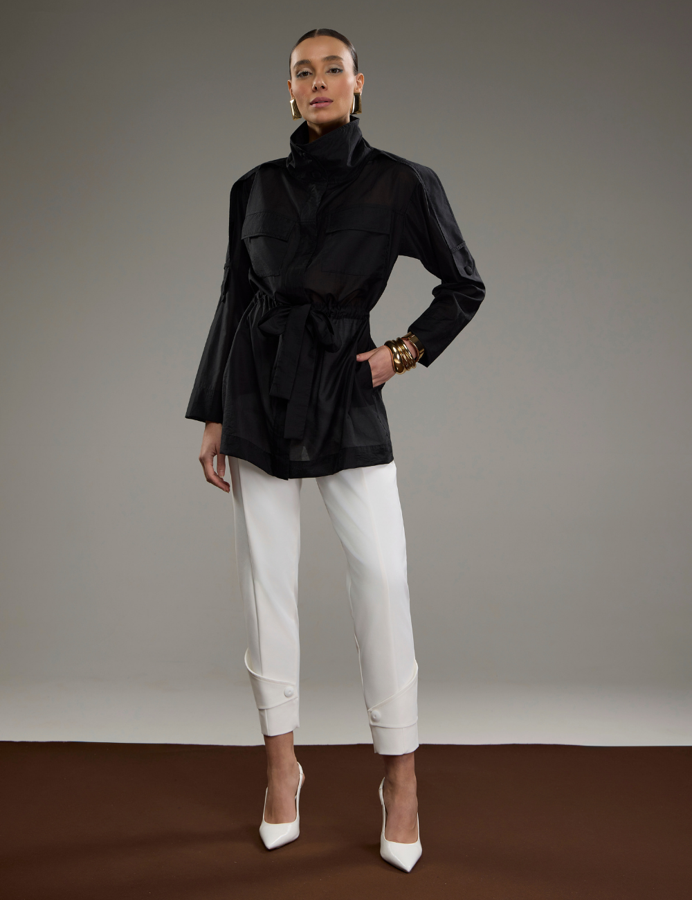 Parka Preta com Faixa