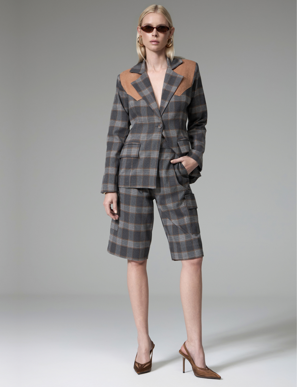 Bermuda Xadrez com Bolsos