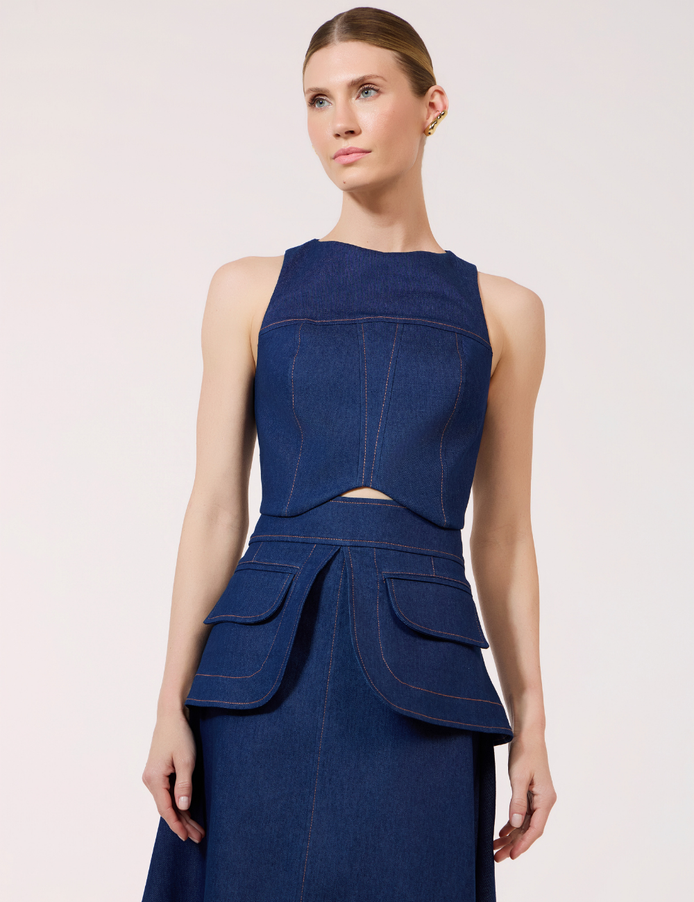 Top Cropped Jeans com Recortes