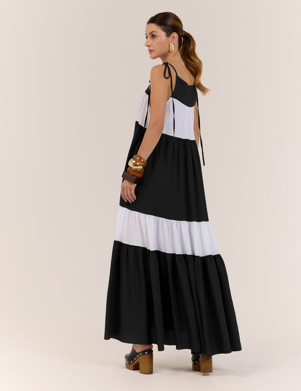Vestido Longo Amplo Bicolor
