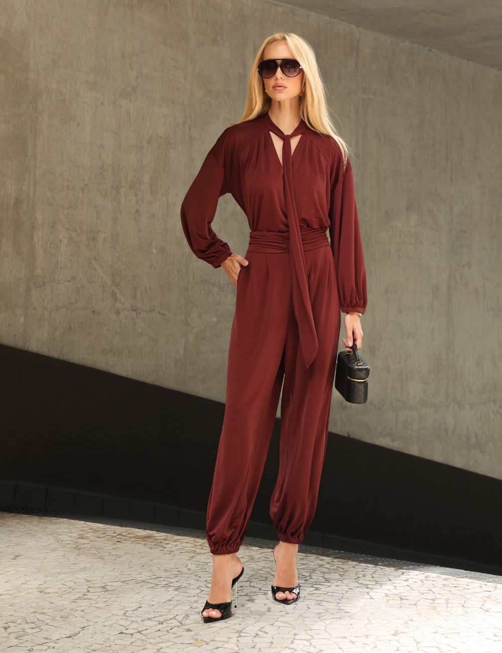 Conjunto Marrom com Amarração em Jersey