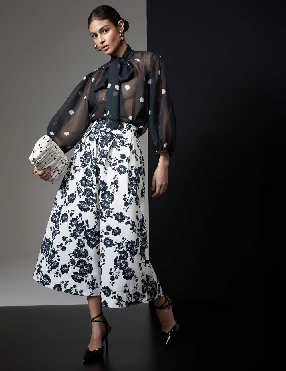 Saia Midi Off White Floral