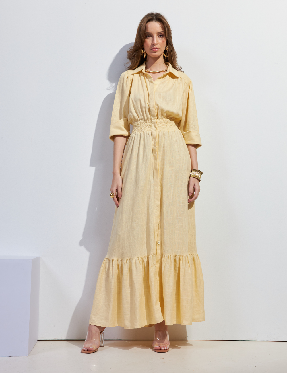 Chemise Amarelo com Detalhe em Lastex