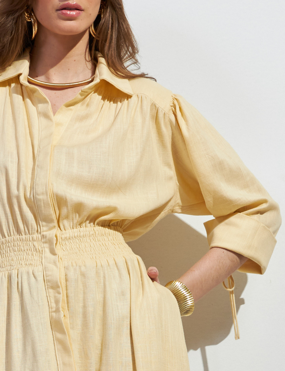 Chemise Amarelo com Detalhe em Lastex