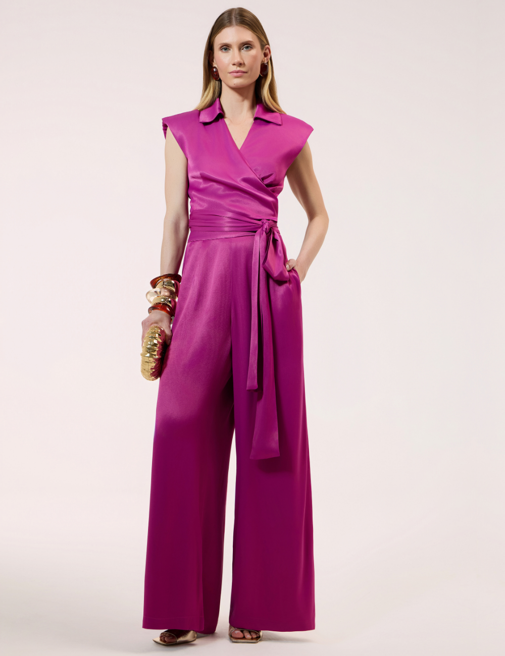 Conjunto Acetinado Magenta Com Amarração