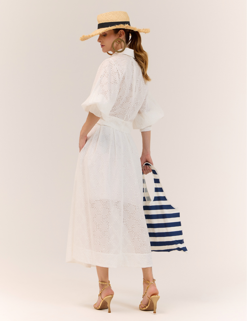 Saia Midi Off White em Laise