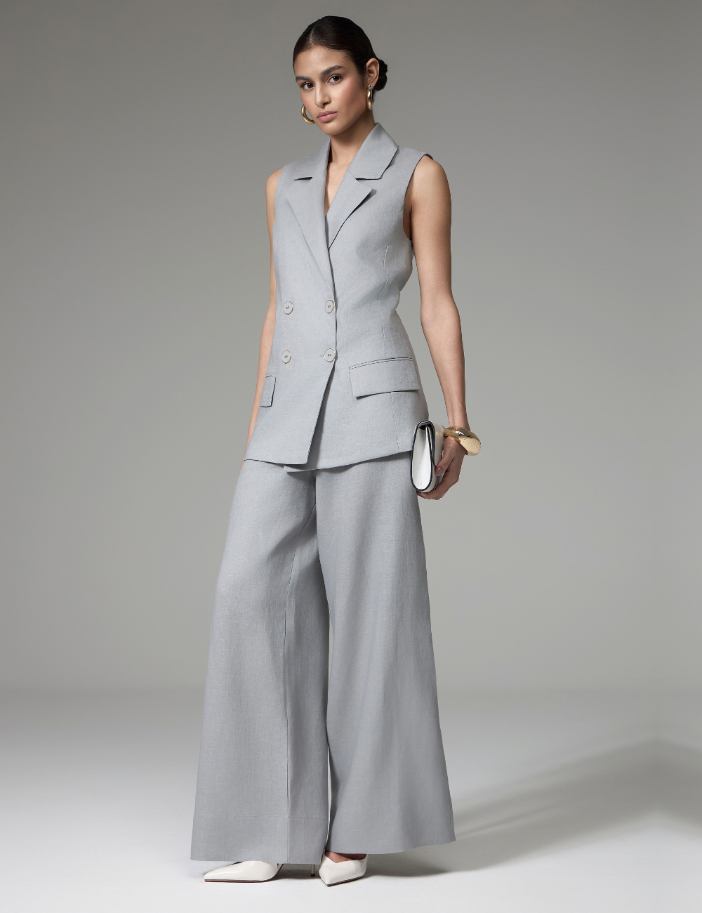 Conjunto Cinza com Maxi Colete