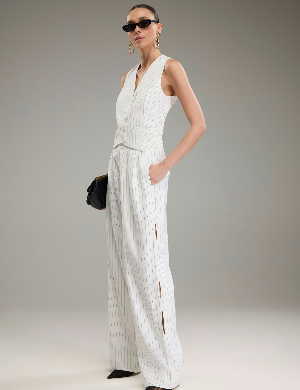 Conjunto Off White Risca de Giz