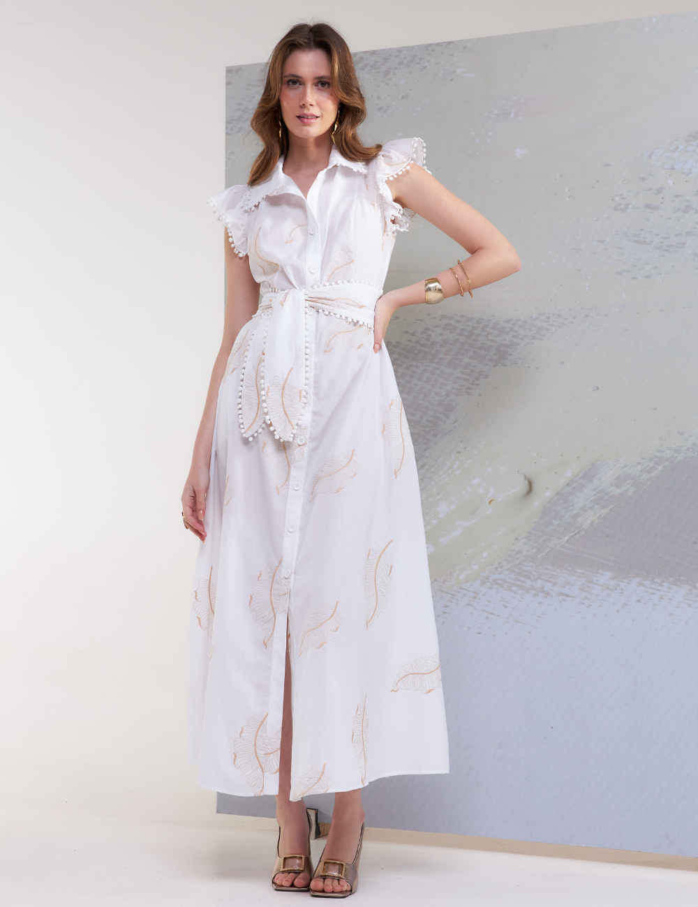 Chemise Bordada Off White com Faixa