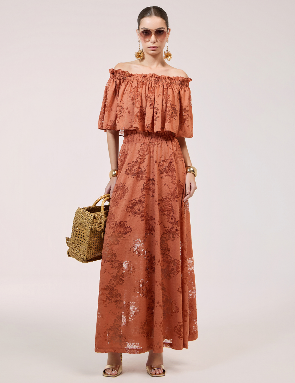 Vestido Terracota em Renda