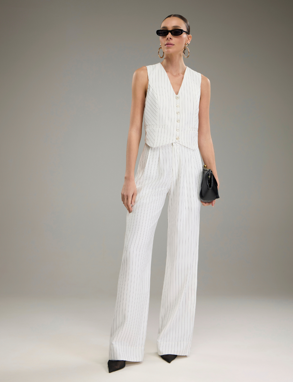 Conjunto Off White Risca de Giz