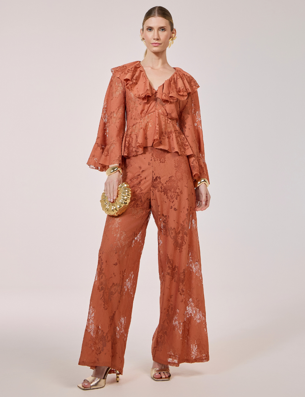 Calça Terracota em Renda