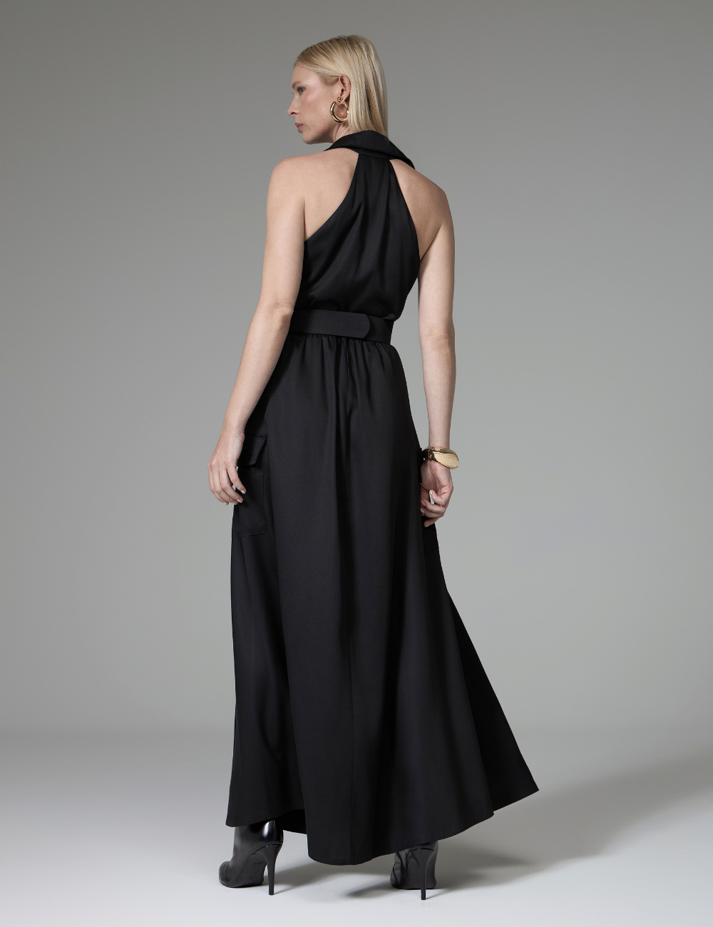 Chemise Longo Preto com Cinto