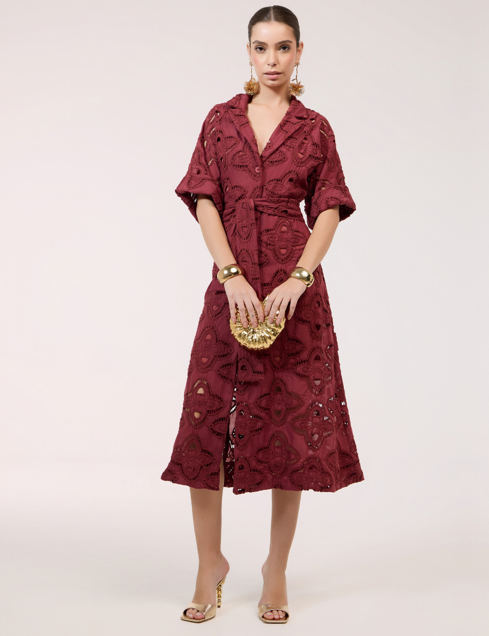 Chemise Marrom em Renda